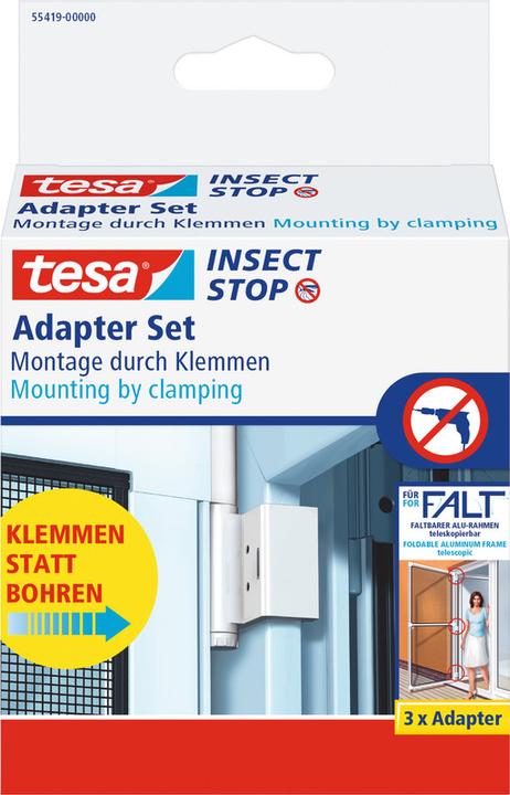 Produktbild tesa FALT Insektenschutz Adapter für Türen, Tür-Klemme für die Montage ohne Bohren oder Schrauben
