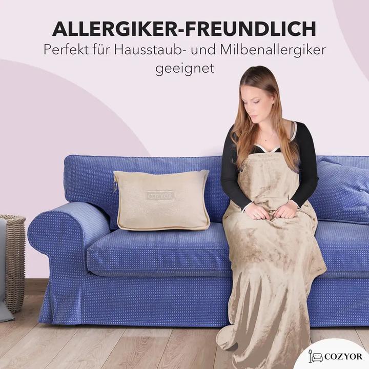 Immagine prodotto Cozyor Coperta da viaggio e cuscino da viaggio 2 in 1 per l'aereo (Cuscino per testa e collo)
