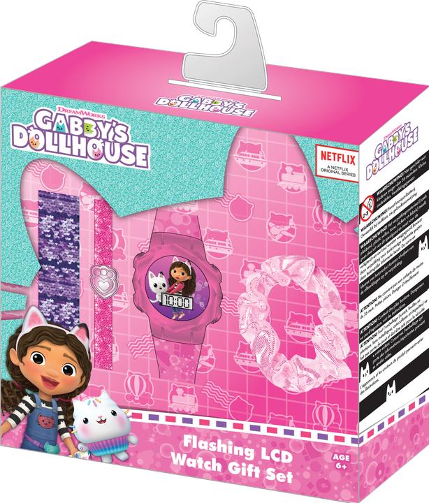 Actual product image Accutime Gabby's Dollhouse wristwatch set with accessories, children's LCD watch with digital display, bli (Digital watch)