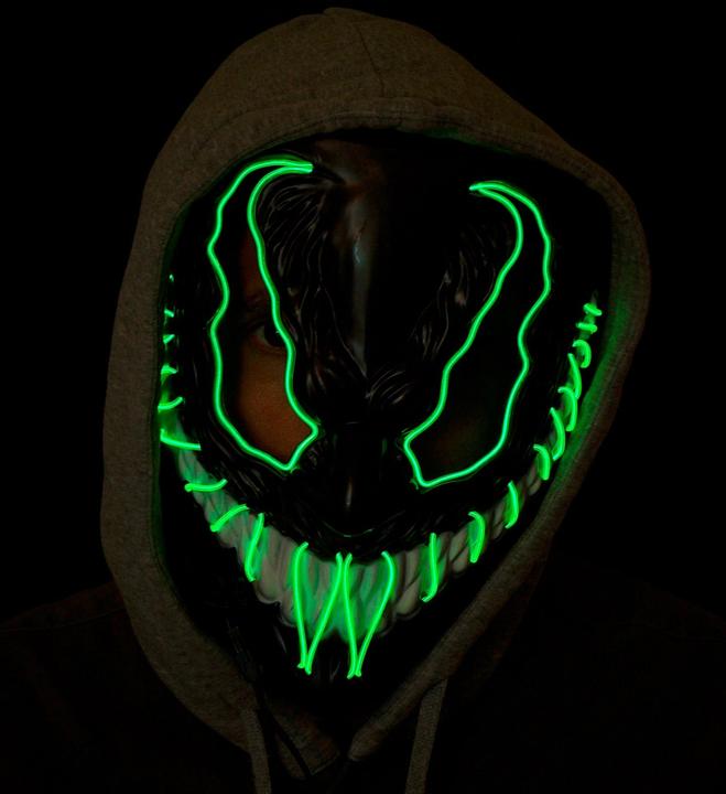 Actual product image Widmann Green monster mask with LED lighting