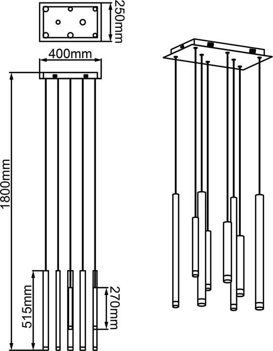 Produktbild Brilliant Cembalo LED 32W PE 8 Pendelleuchte, 8-flammig (3500 lm)
