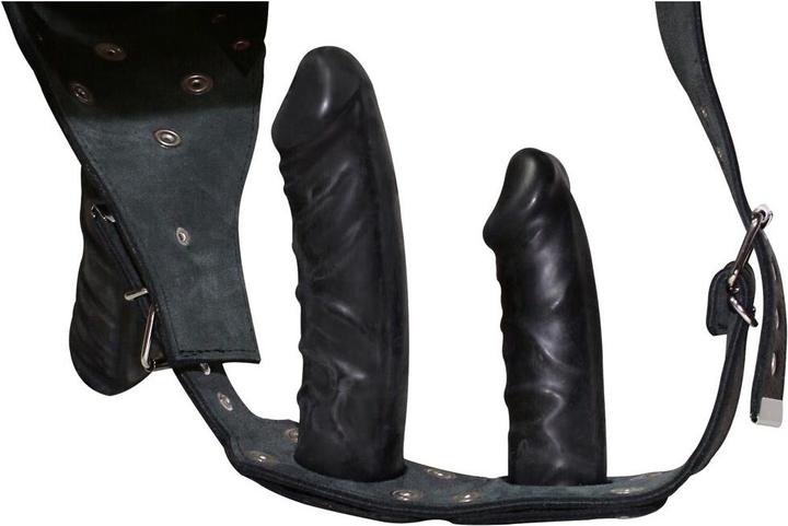 Actual product image Zado Leather thong with 3 dildos