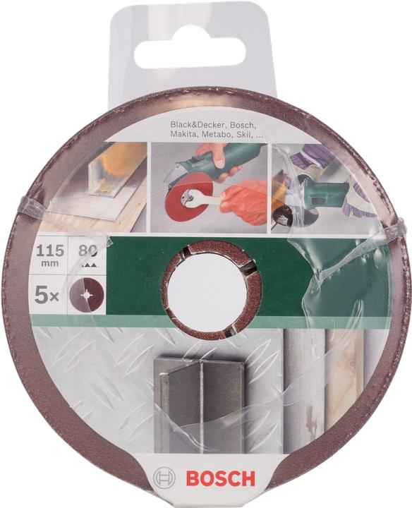 Produktbild Bosch Zubehör 5tlg. Fiberschleifscheiben-Set für Winkelschleifer, Korund D = 115 mm K = 80 5 Stck. (80)