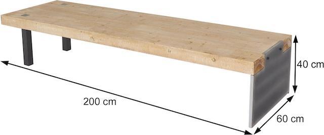 Produktbild Mendler Lowboard HWC-L75, Industrial Massiv-Holz MVG-zertifiziert 40x200x60cm, natur