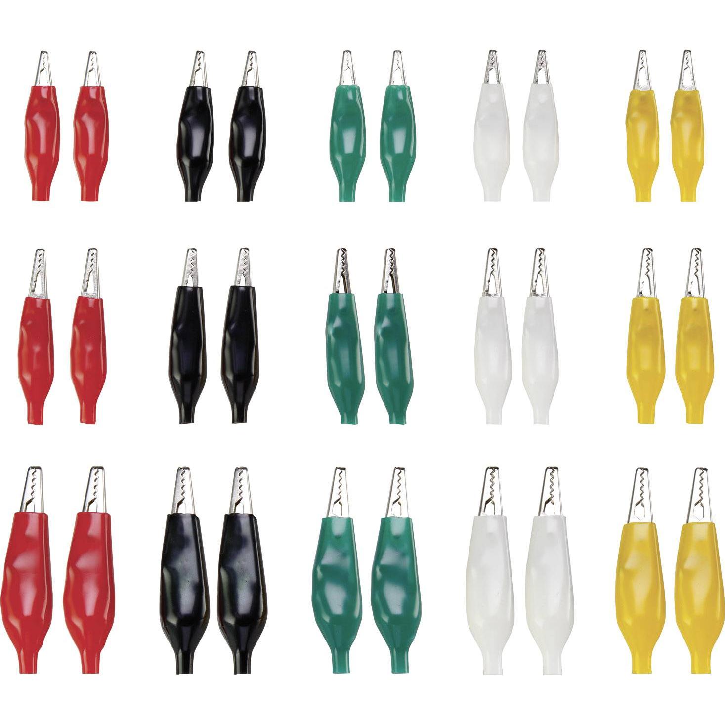 Tru Components Set di clip a coccodrillo Nero, Rosso, Bianco, Verde, Giallo 93038C196 30 pezzi., Cavo + Spina elettrica, Multicolore