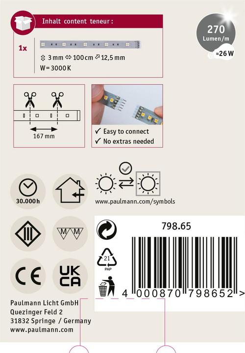 Image du produit Paulmann MaxLED 250 Stripe (RGBW, 100 cm, Intérieur)