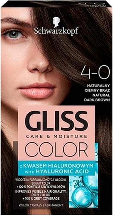 Schwarzkopf Gliss Color Hair Dye 4-0 Natural Dark Brown (4-0 Natural Dark Brown)