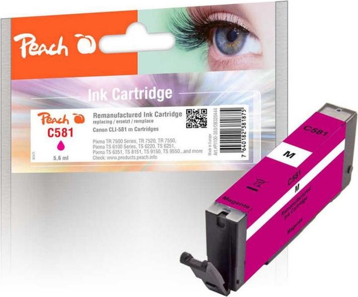 Actual product image Peach Ink Canon CLI-581 Magenta (M)