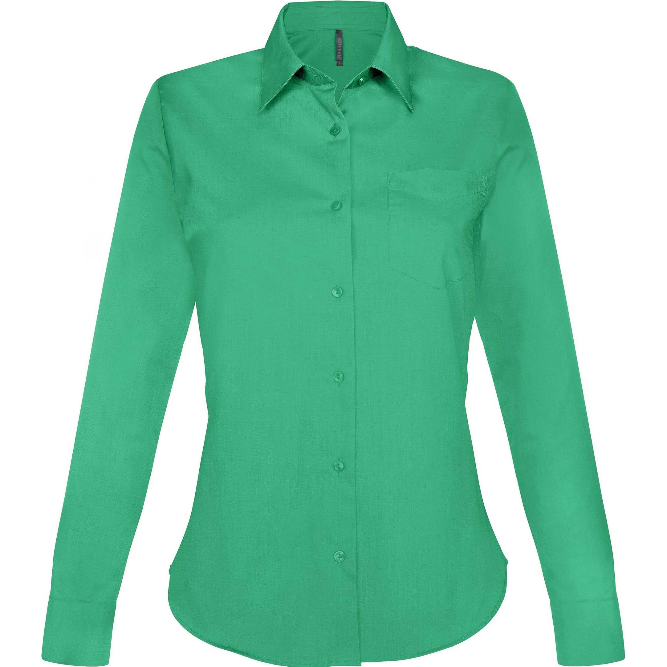 Kariban, Damen, Hemd, Damenbluse mit langen Ärmeln Jesica, Grün, (XL)