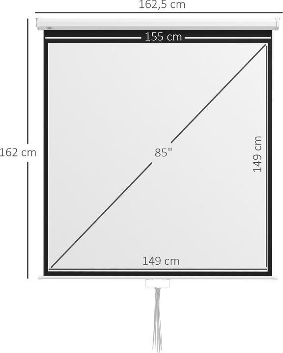 Produktbild Homcom Beamer Leinwand Kunststoff, Metall Weiss (165", 1:1)