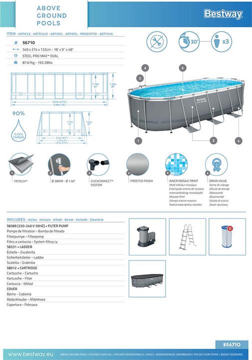 Actual product image Bestway Oval Frame Pool Set (549 x 274 x 122 cm)