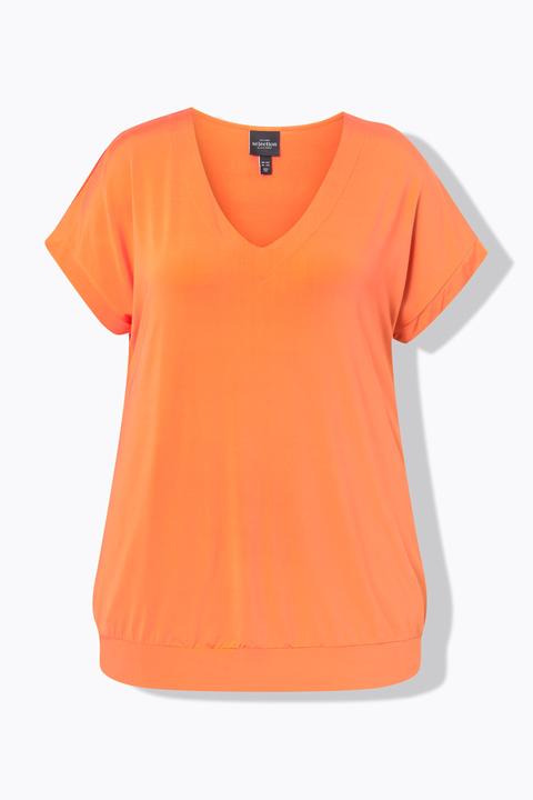 Produktbild Ulla Popken Slinkyshirt, Elastiksaum, Oversized, V-Ausschnitt, Halbarm (46, 48)