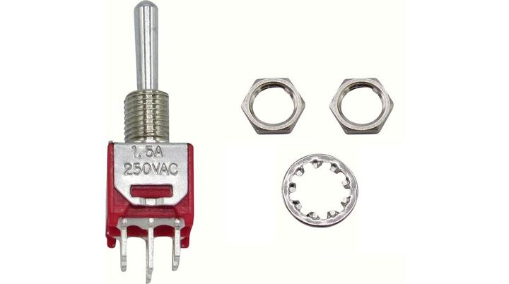 Produktbild RND Components Sub-Miniatur-Kippschalter EIN-AUS-EIN rastend 1.5 A / 3 A 2 Wechsler