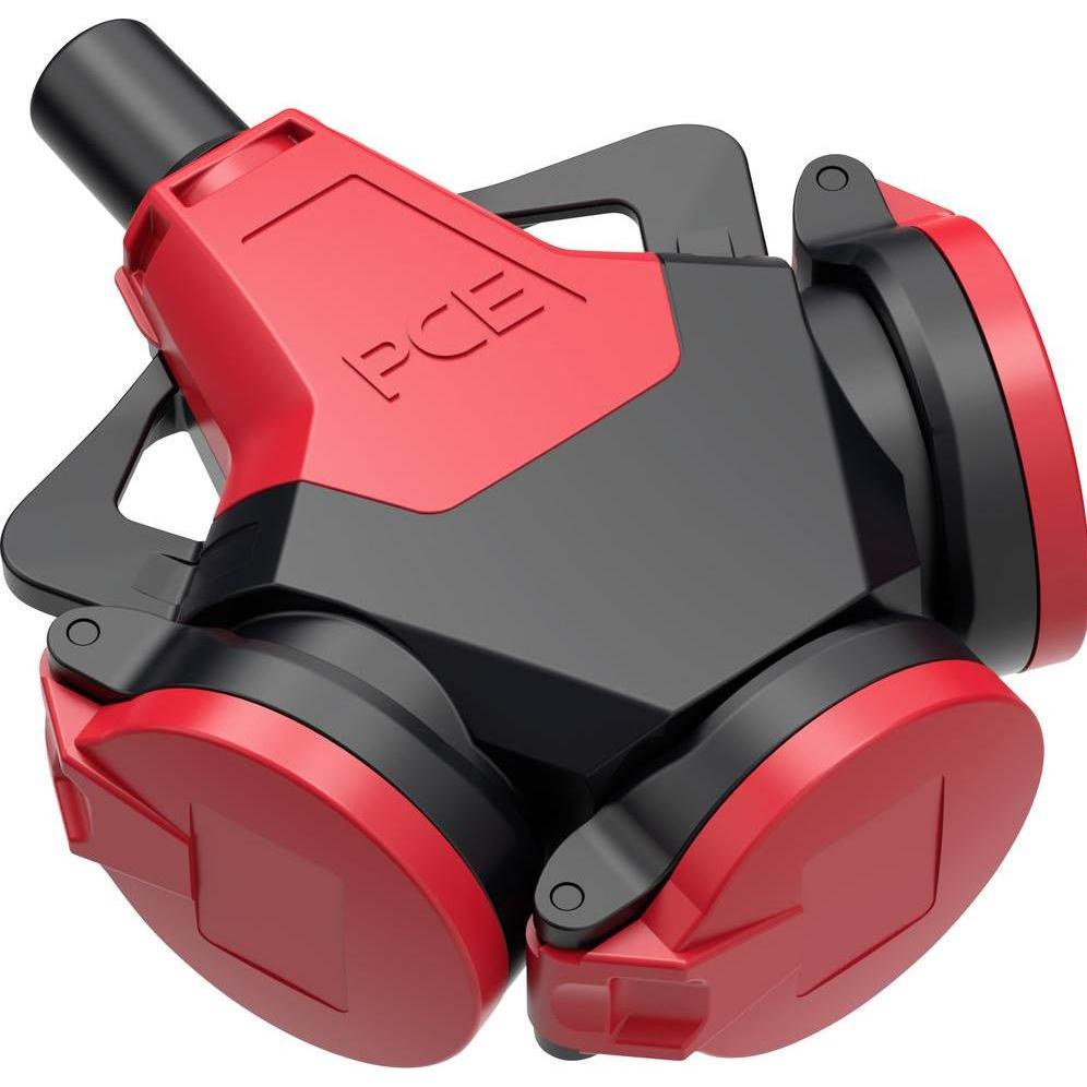 PCE, Netzstecker + Netzkupplung, PC Electric 243712-src 3fach-Kupplung Gummi 250 V Rot IP54