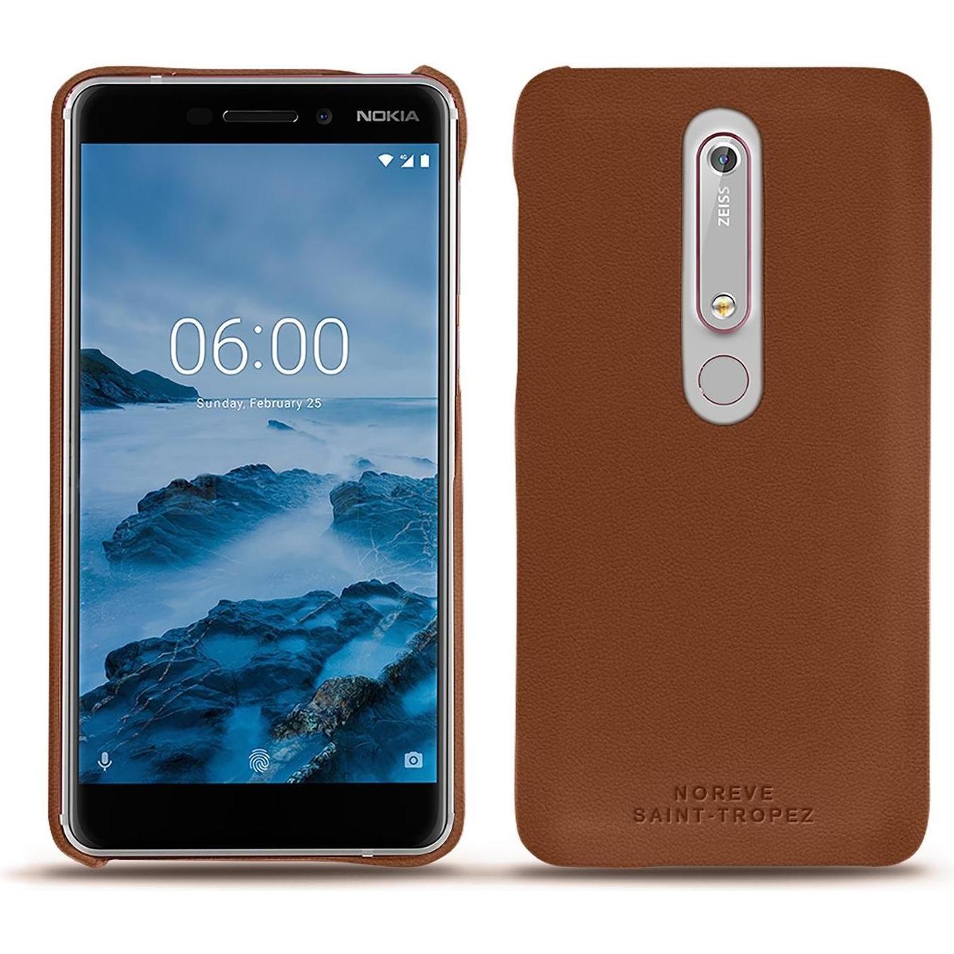 Noreve Lederschutzhülle (Nokia 6 (2018)), Smartphone Hülle, Braun