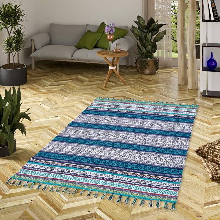 Actual product image Pergamon Kelim Baumwolle Natur Teppich Grace (140 x 200 cm)