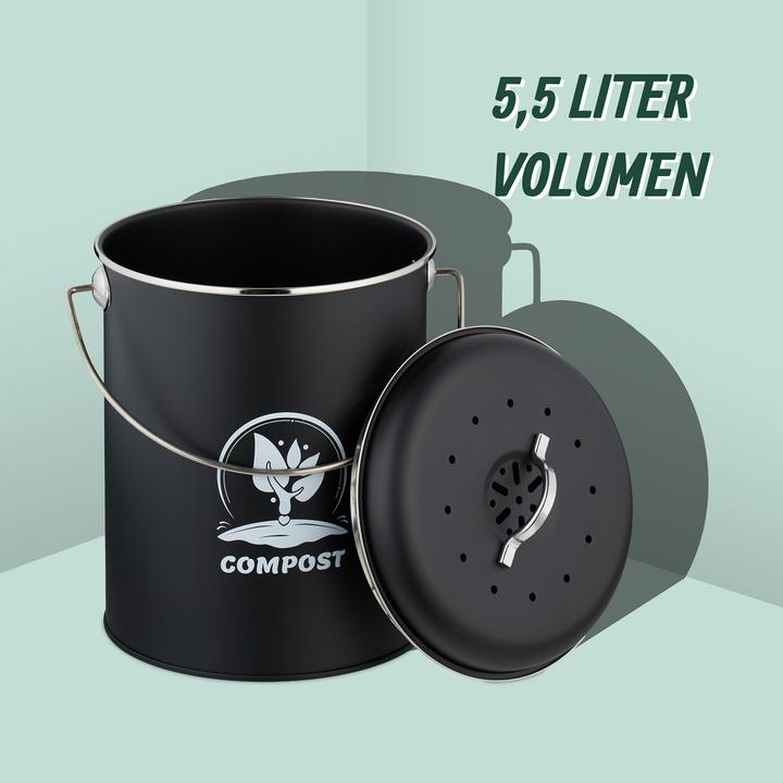 Immagine prodotto Relaxdays Komposteimer mit Geruchsfilter 5,5 Liter (5.50 l)