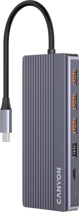 Produktbild Canyon USB-13-in1 HUB USB-C > 2xHDMI/1xDP/4xUSB/RJ45/SD/Aud. retail (USB-C, 13 Ports)