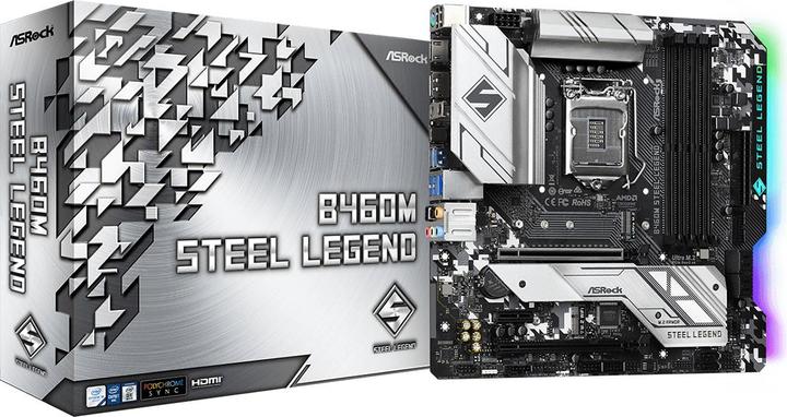Produktbild AsRock B460M Steel Legend, Intel B460 Mainboard - Sockel 1200 (LGA 1200, Intel B460, mATX)