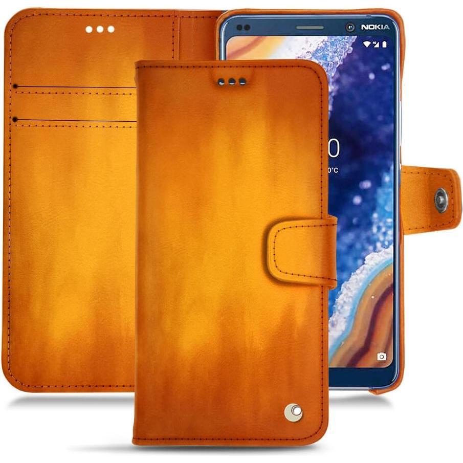 Noreve Lederschutzhülle Wallet (Nokia 9 PureView), Smartphone Hülle, Orange