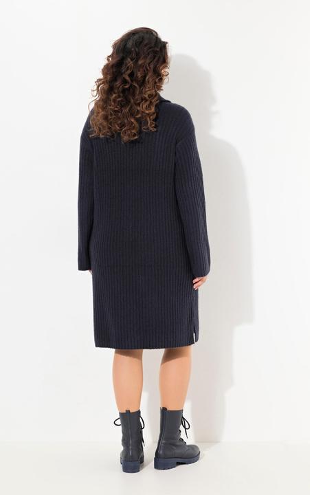 Produktbild Ulla Popken Strickkleid, A-Linie, Rippstrick, Troyerkragen, Langarm (50, 52)