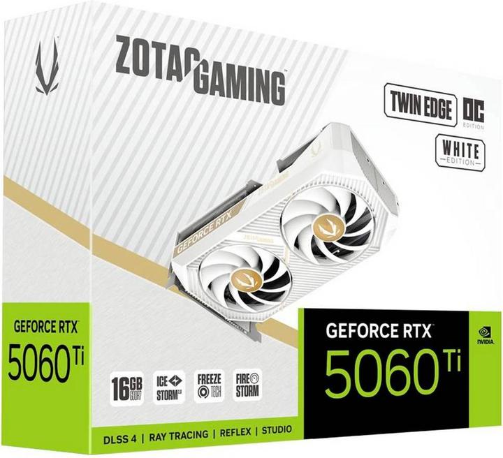 Actual product image Zotac GAMING GeForce RTX 5060 Ti 16GB Twin Edge OC GDDR7 3xDP 1xHDMI White Edition (16 GB, GDDR7)