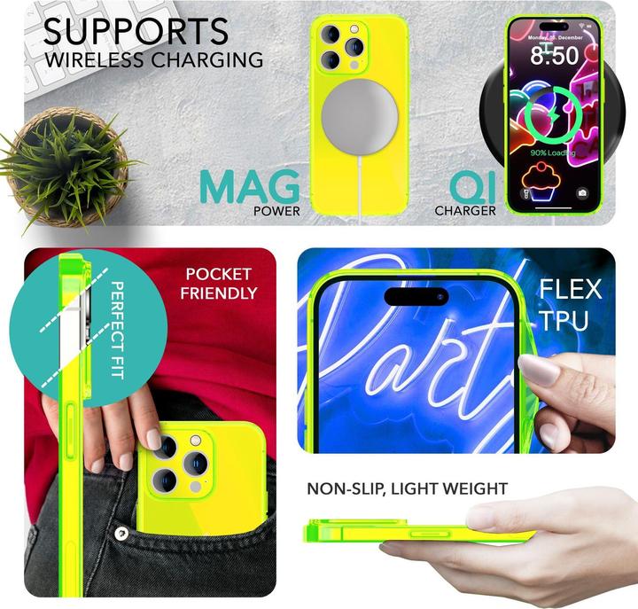 Produktbild Nalia Klar Transparente Neon Silikon Hülle (Apple iPhone 14 Pro Max)