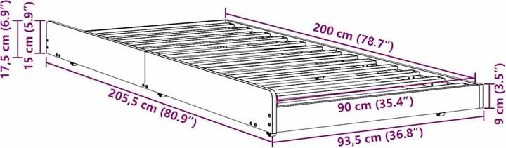 Actual product image vidaXL Natural bed frame (90 x 200 cm)