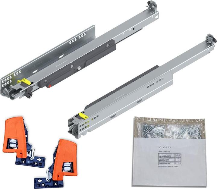 Produktbild Vasalat BLUM MOVENTO TIP-ON 766H Schubladenschienen, 550mm Vollauszug 70kg inkl. Zubehör
