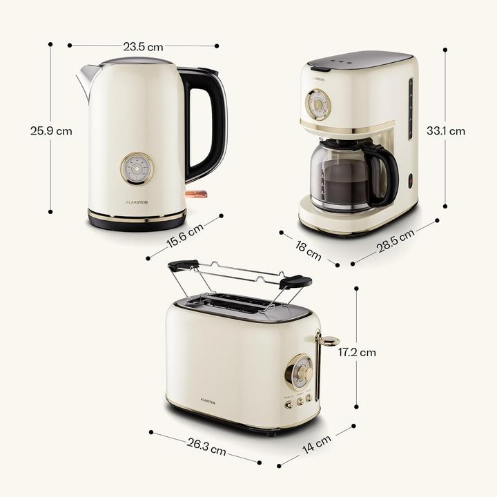 Image du produit Klarstein Frühstücksset mit Toaster, Wasserkocher & Kaffeemaschine (1.70 l)