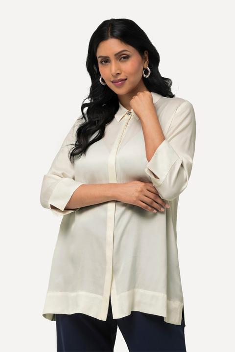 Produktbild Ulla Popken Bluse, Cupromix, Boxy, Hemdkragen, 3/4-Arm (50, 52)