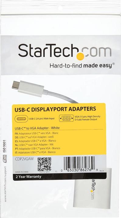 Actual product image StarTech USB-C To VGA Adapter - White (VGA, 1750 cm)