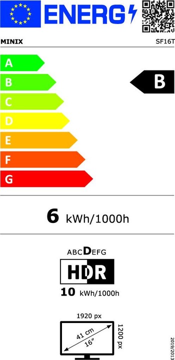 Energy Label Minix SF16T Touch (1920 x 1200 pixels, 16")