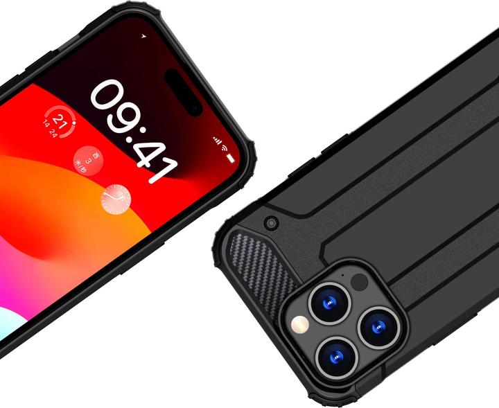 Immagine prodotto Hurtel Custodia Hybrid Armor per iPhone 15 Pro Max - nera (Apple iPhone 15 Pro Max)