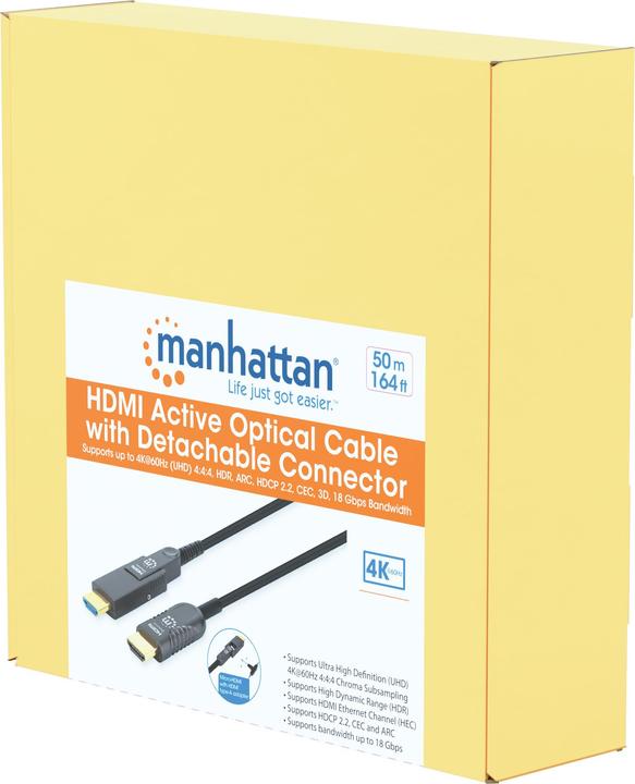 Produktbild Manhattan Aktives optisches High Speed HDMI-Glasfaserkabel mit abnehmbarem Stecker (50 m, HDMI)