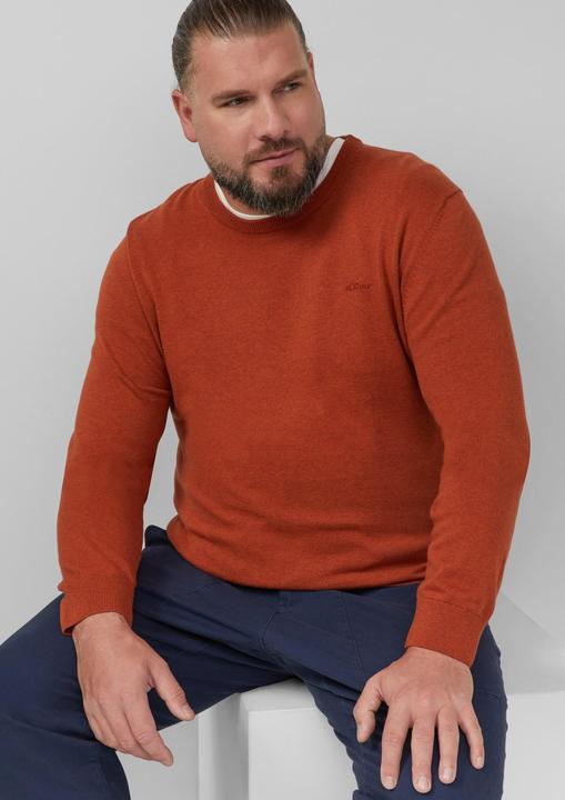 Produktbild s.Oliver Strickpullover Baumwollpullover mit Logo-Stickerei (4XL)