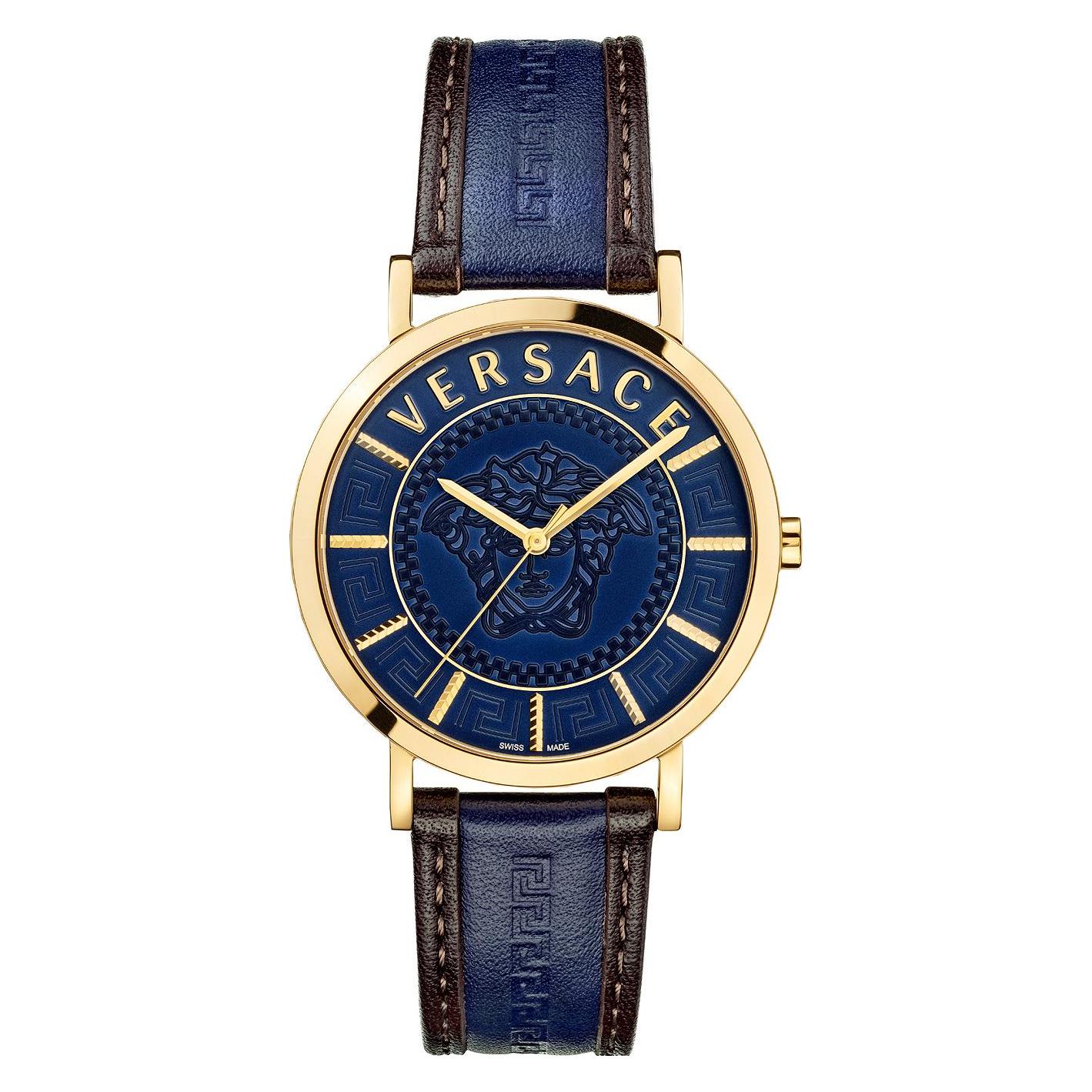 Versace, Armbanduhr, VEJ400321, Blau, Braun, (Analoguhr, 40 mm)