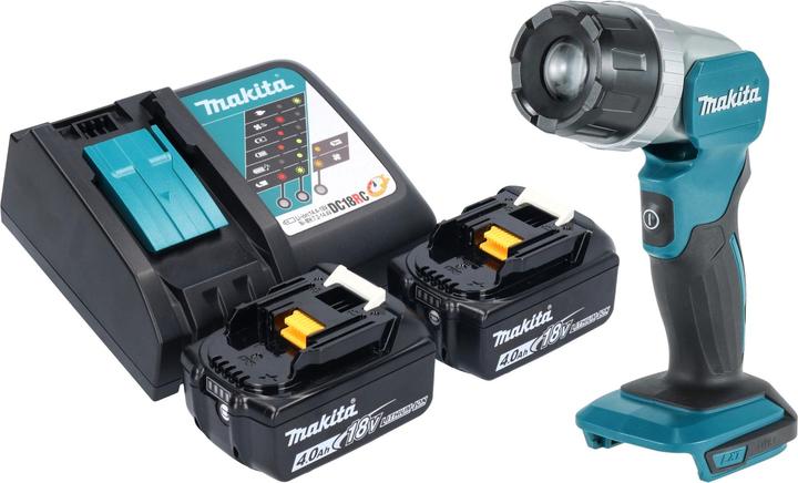 1x Makita DML 808 cordless hand lamp, 2x Makita BL 1840 B 18 V 4.0 Ah battery, 1x Makita DC 18 RC battery charger