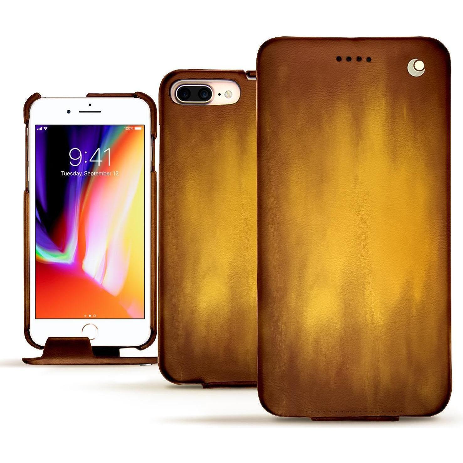 Noreve Lederschutzhülle vertikal (Apple iPhone 8 Plus), Smartphone Hülle, Gold