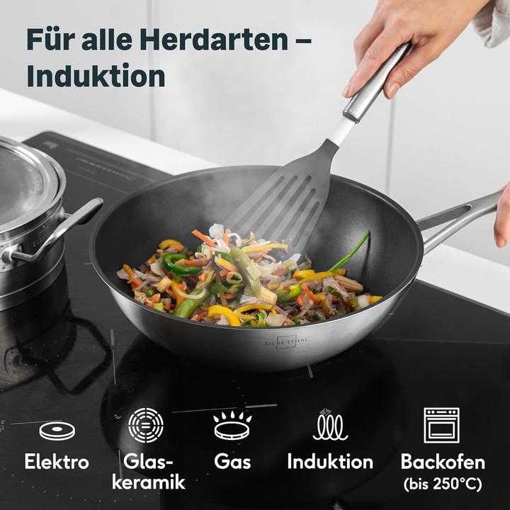 Image du produit Silberthal Poêle à wok (28 cm, Wok, Acier inoxydable)
