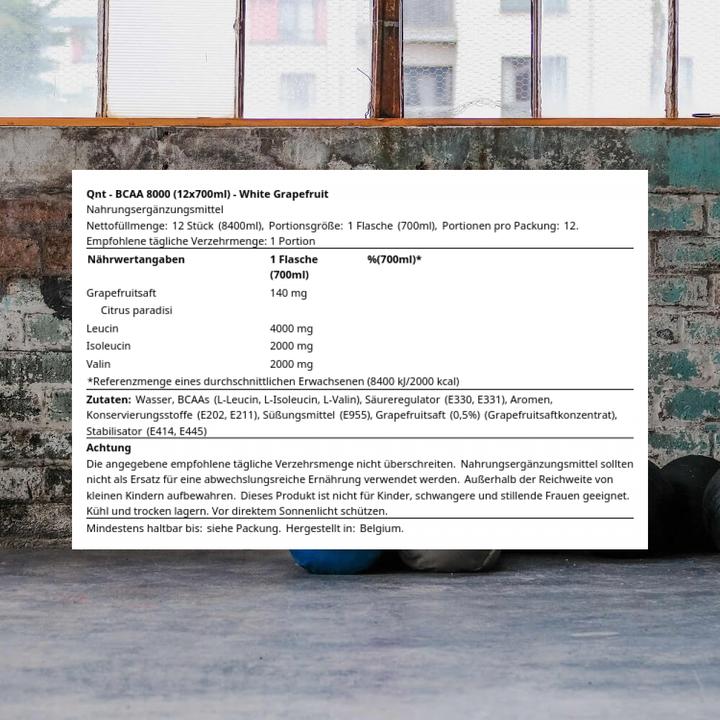 Actual product image QNT BCAA'S 8000 (Grapefruit, 12 x)