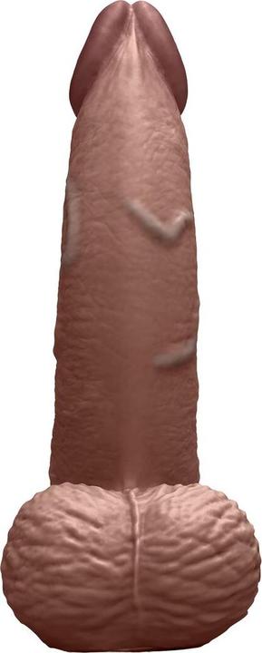 Actual product image Earthly Body Slipskin Realistic Silicone Dildo 6.5 Inch Curved Brown