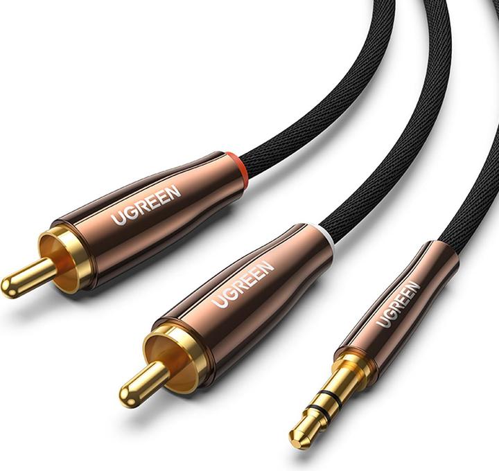 Produktbild Ugreen AV170 2x RCA cable (Cinch) jack 3.5mm, 2m (black) (2 m)