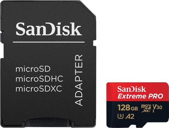 Produktbild SANDISK Extreme PRO UHS-I V30 (128 GB, microSDXC, U3, UHS-I)