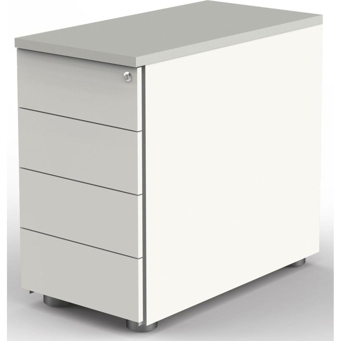 Kerkmann, Rollcontainer, Move Standcontainer weiss, lichtgrau 4 Auszüge 42,0 x 80,0 x 72,0 - 76,0 cm