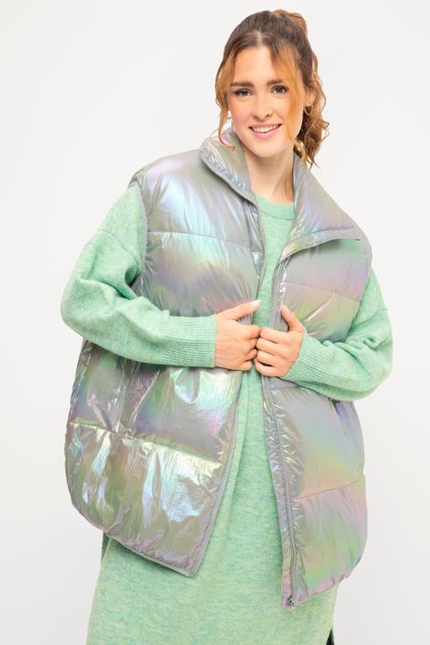 Produktbild Studio Untold Steppweste, oversized, Holografic-Look, Stehkragen, Zipper (50, 52)