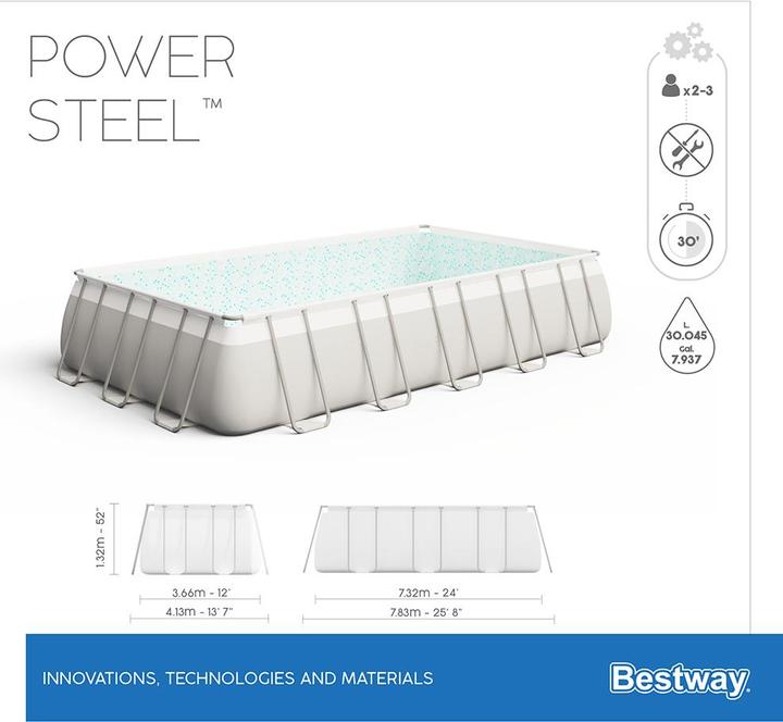 Immagine prodotto Bestway Power Steel Pool Komplett-Set 73 2 x 366 x 132 cm (732 x 366 x 132 cm)