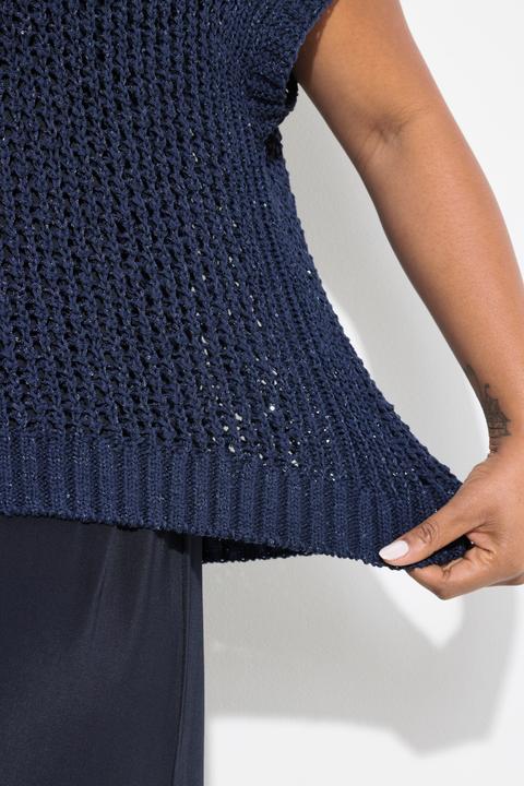 Image du produit Ulla Popken Pull à paillettes, col rond et manches courtes (50, 52)