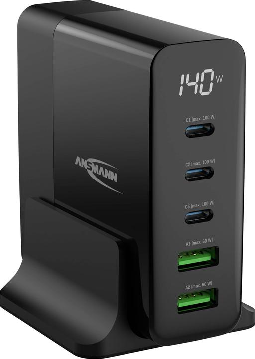 Ansmann Desktop USB Charger 5 Ports Qc Type C Pd 140w (140 W, 5 ports)