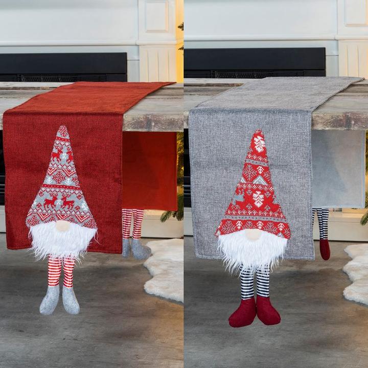 Produktbild Hermex 2er Set Tischläufer Tischdecke mit Wichteln (33 x 208 cm)